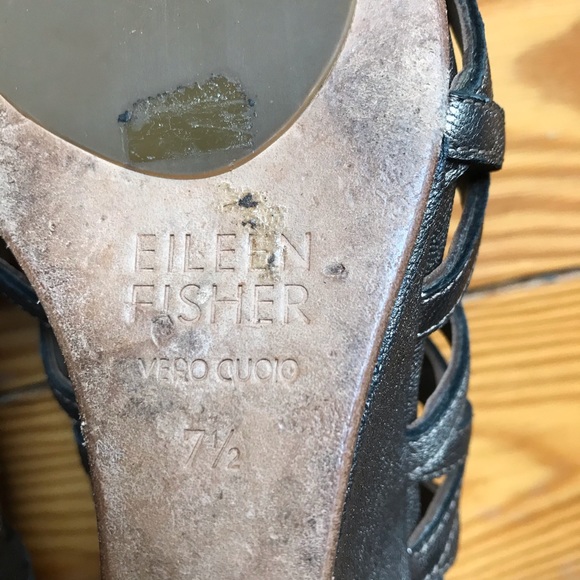 Eileen Fisher Silver Chrome Strappy Wedges, EUC, 7.5 - Picture 10 of 10